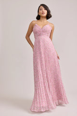 Chiffon Pleated Floral Print Dress | Made To Order