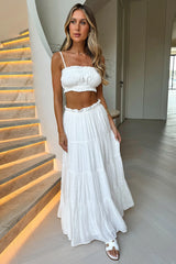 Selina Tiered Maxi Skirt - White