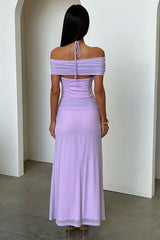 Ellie Halter Neck Maxi Dress - Purple