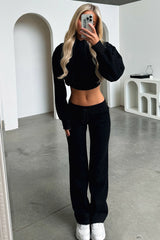 Zaina Cropped Hoodie - Black
