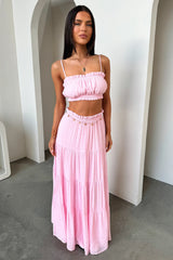 Selina Tiered Maxi Skirt - Pink