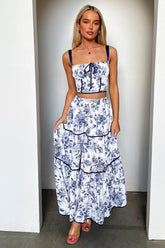Joy Maxi Skirt - Blue Floral