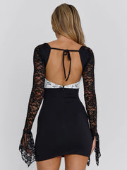 OMERA MINI DRESS BLACK WHITE