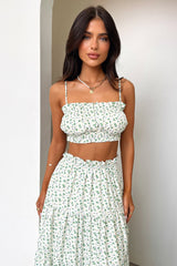 Selina Tiered Maxi Skirt - Green Floral