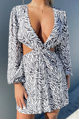 Inez Dress - White/ Black Zebra Print