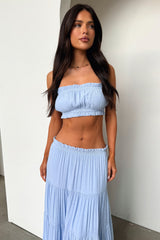 Selina Tiered Maxi Skirt - Blue