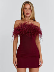SHONA MINI DRESS BURGUNDY