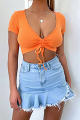 Santana Short Sleeve Crop - Orange