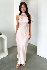 Daphne High Neck Maxi Dress - Champagne