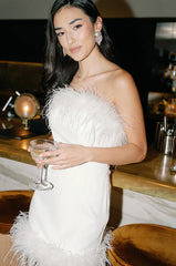 Crepe + Feathers Mini Dress | Made To Order