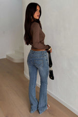 Koa V-Neck Long Sleeve Top - Brown