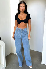 Ollie Wide Leg Jeans - Blue Denim