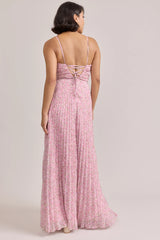 Chiffon Pleated Floral Print Dress | Made To Order