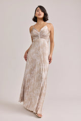 Satin Pleated Floral Print Dress | Made To Order