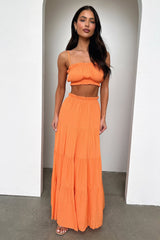 Selina Tiered Maxi Skirt - Orange