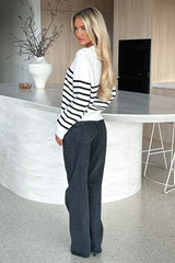 Hampton Knit Jumper - Black & White Striped