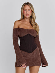 JUNO MINI DRESS BROWN
