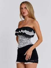 SOLARA PLAYSUIT CREAM BLACK