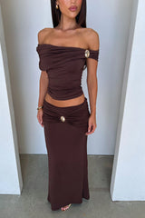 Malika Off-Shoulder Top - Brown