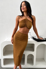 Fumes Midi Skirt - Brown
