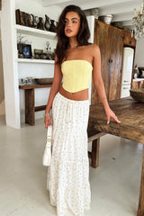Winnie Tiered Maxi Skirt - Yellow Floral